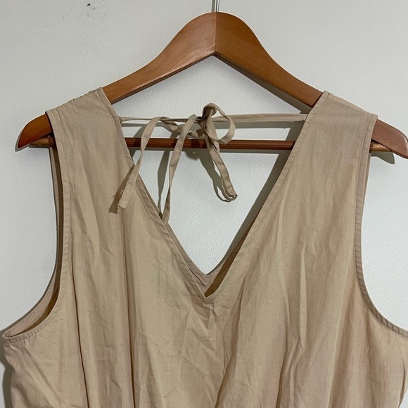 1. State Sleeveless Color BlockTiered Cotton Midi Dress XL Tan Black White - Picture 8 of 9